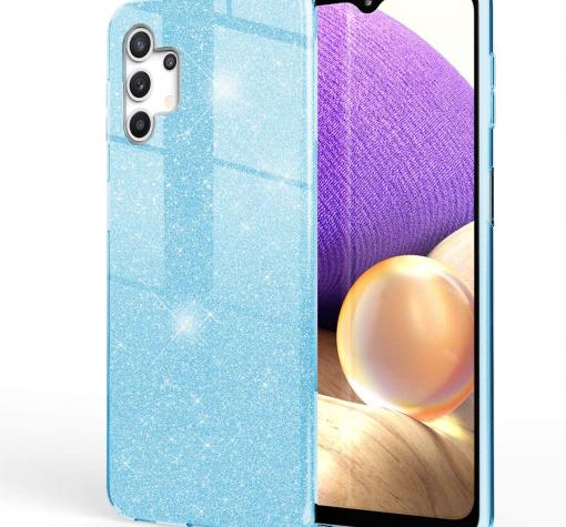 Силиконов калъф / гръб / TPU кейс за Samsung Galaxy A32 5G - син / брокат