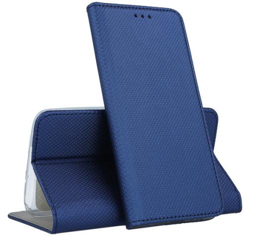 Кожен калъф Magnet Case със стойка за Samsung Galaxy A40 - тъмно син