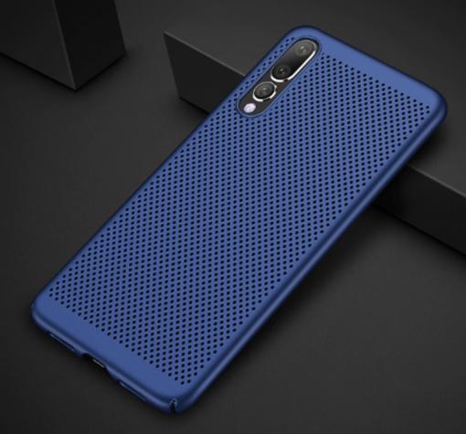 Луксозен твърд гръб за Samsung Galaxy A7 2018 A750F - тъмно син / Grid