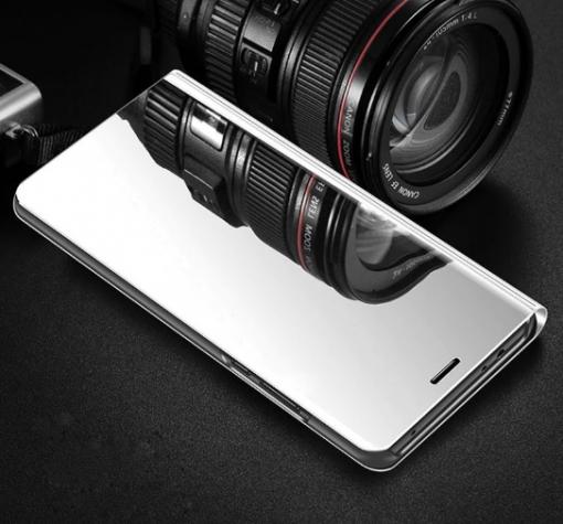 Луксозен калъф Clear View Cover с твърд гръб за Samsung Galaxy A7 2018 A750F - сребрист