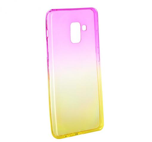 Силиконов калъф / гръб / TPU за Samsung Galaxy A8 2018 A530F - розово и жълто / преливащ — снимка 2