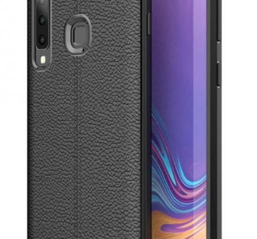 Луксозен силиконов калъф / гръб / TPU за Samsung Galaxy A9 A920F 2018 - черен / имитиращ кожа