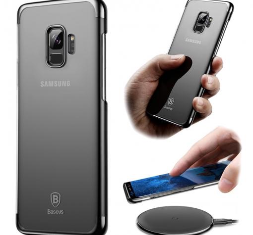 Луксозен твърд гръб Baseus Glitter Case за Samsung Galaxy S9 G960 - прозрачен / черен кант