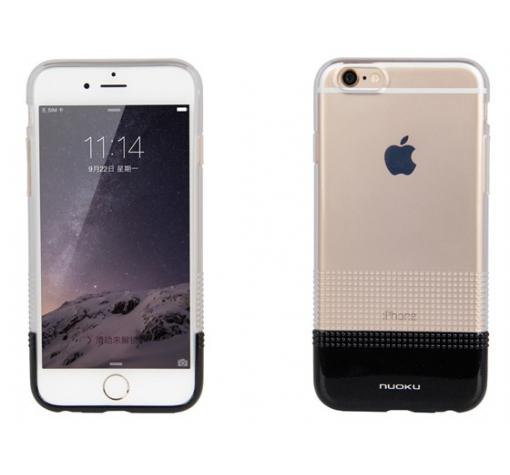 Луксозен силиконов калъф / гръб / TPU NUOKU Clear Series за Apple iPhone 6 4.7'' - прозрачен / черен кант