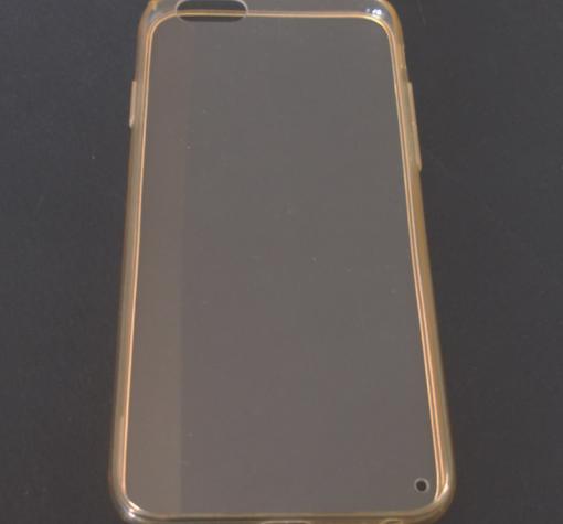Ултра тънък силиконов калъф / гръб / TPU Ultra Thin за Apple iPhone 6 4.7'' - прозрачен / златист — снимка 3