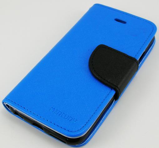 Кожен калъф Flip тефтер Mercury Fancy Diary със стойка за Apple iPhone 6 4.7" - син с черно