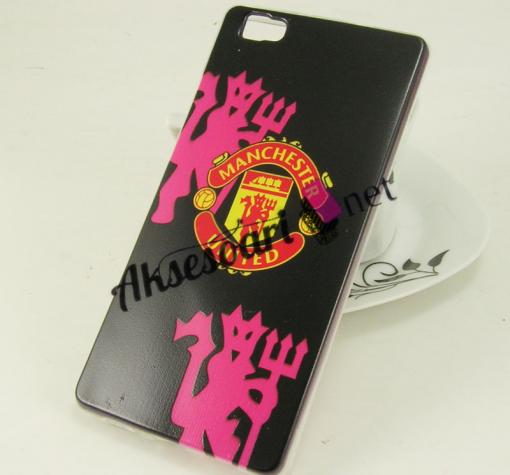 Силиконов калъф / гръб / TPU за Huawei Ascend P8 Lite / Huawei P8 Lite - Manchester United / черен