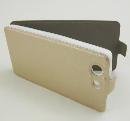 Ултра тънък кожен калъф Flip тефтер Flexi за Sony Xperia Z3 compact / Z3 Mini - златен — снимка 3