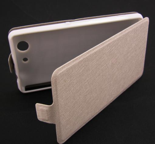 Ултра тънък кожен калъф Flip тефтер Flexi за Sony Xperia Z3 compact / Z3 Mini - бял — снимка 4