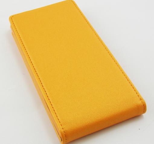 Кожен калъф Flip тефтер Flexi за Sony Xperia Z3 compact / Z3 Mini - оранжев