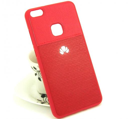Луксозен силиконов калъф / гръб / TPU Huawei P9 Lite - червен / имитиращ кожа — снимка 2