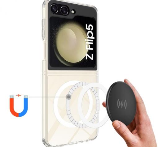 Удароустойчив гръб TPU case с твърда част и Magsafe за Samsung Galaxy Z Flip 5 5G - прозрачен кейс — снимка 3