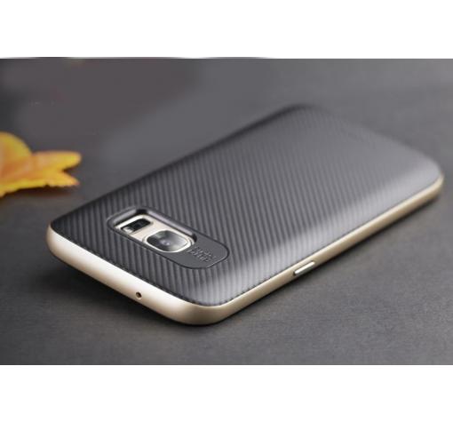 Силиконов гръб SPIGEN SGP Neo Hybrid за Samsung Galaxy S7 G930 - черен / златист кант