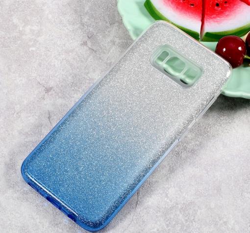 Силиконов калъф / гръб / TPU за Samsung Galaxy S8 Plus G955 - преливащ / сребристо и синьо / брокат