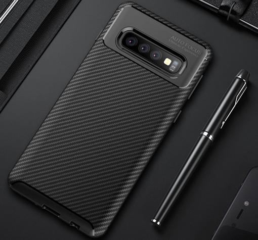Силиконов калъф / гръб / TPU Hybrid за Samsung Galaxy S10 Plus - черен / Ferilinso Carbon