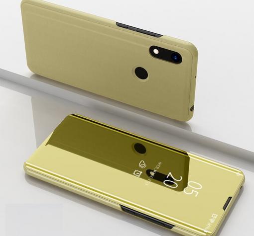 Луксозен калъф Clear View Cover с твърд гръб за Huawei Y6 2019 / Honor 8A / Huawei Y6S - златист