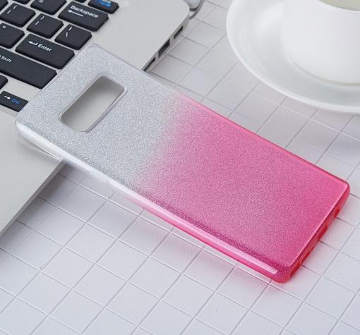 Силиконов калъф / гръб / TPU за Samsung Galaxy Note 8 N950 - преливащ / сребристо и розово / брокат