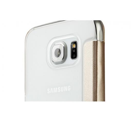 Луксозен кожен калъф Flip тефтер S-View Baseus Primary за Samsung Galaxy S6 G920 - златен — снимка 3