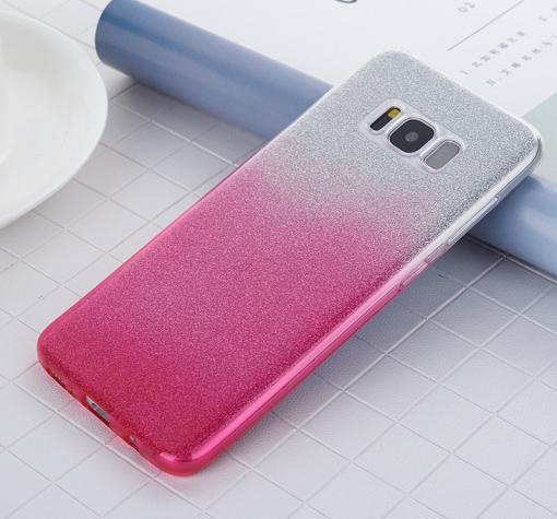 Силиконов калъф / гръб / TPU за Samsung Galaxy Note 8 N950 - преливащ / сребристо и розово / брокат — снимка 2