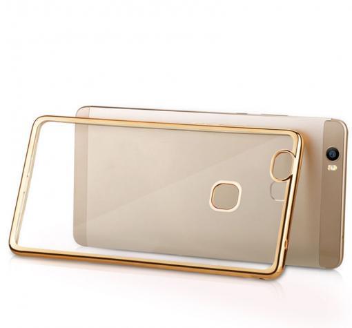 Луксозен силиконов гръб TPU за Huawei Nova - прозрачен / златист кант — снимка 2