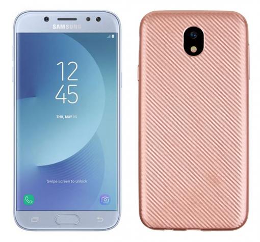 Луксозен силиконов калъф / гръб / TPU за Samsung Galaxy J7 2017 J730 - Rose Gold / carbon
