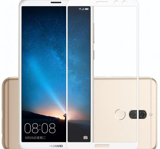 3D full cover Tempered glass screen protector Huawei Mate 10 Lite / Извит стъклен скрийн протектор Huawei Mate 10 Lite - бял