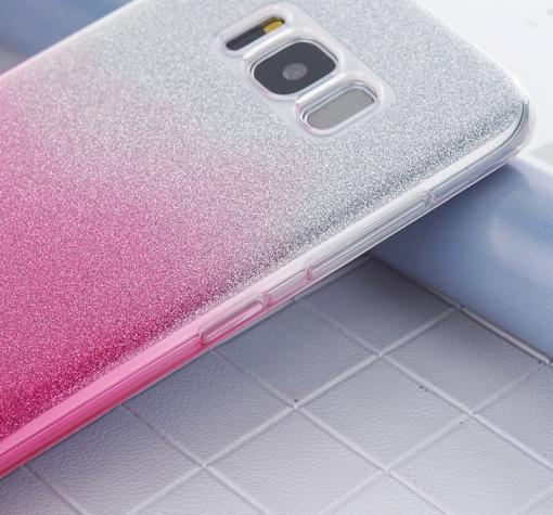 Силиконов калъф / гръб / TPU за Samsung Galaxy Note 8 N950 - преливащ / сребристо и розово / брокат — снимка 3