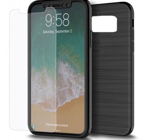 Луксозен гръб 2in1 360° Full Cover с твърда рамка за Samsung Galaxy S8 G950 - черен / лице и гръб