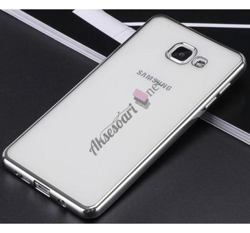 Луксозен твърд гръб за Samsung Galaxy A3 2016 A310 - прозрачен / сребрист кант