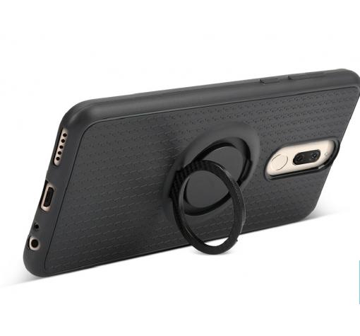 Силиконов калъф / гръб / TPU iFace Hamee Magnetic Finger Ring Car Holder за Huawei Mate 10 Lite - черен — снимка 2