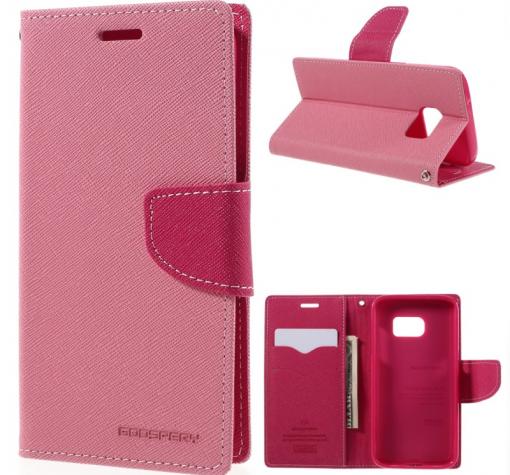 Калъф Flip тефтер Mercury GOOSPERY Fancy Diary със стойка за Samsung Galaxy S7 Edge G935 / Galaxy S7 Edge - розов