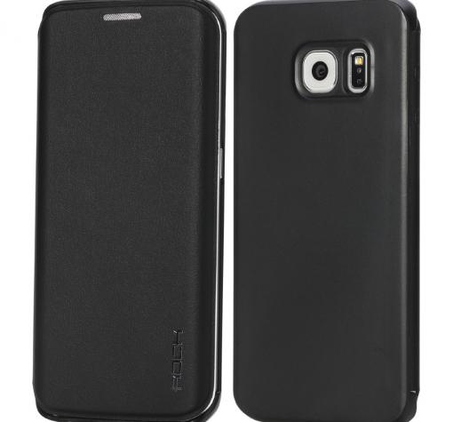 Луксозен кожен калъф тефтер ROCK Delight Series за Samsung Galaxy S6 Edge G925 - черен