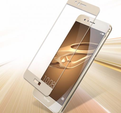 3D full cover Tempered glass screen protector Huawei Honor 8 / Извит стъклен скрийн протектор Huawei Honor 8 - златист