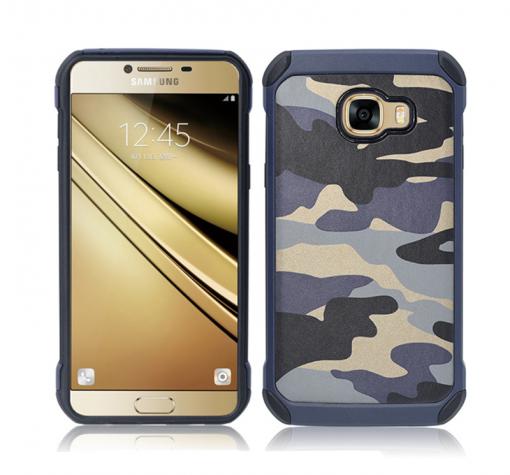 Твърд гръб със силиконов кант за Samsung Galaxy A5 2016 A510 - син / камуфлаж