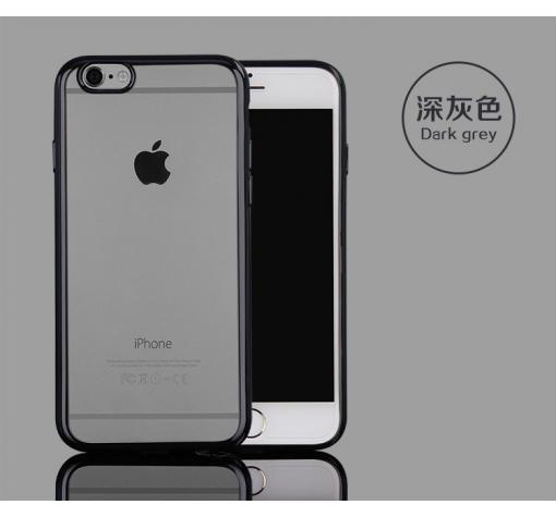 Силиконов калъф / гръб / TPU за Apple iPhone 7 - прозрачен / черен кант