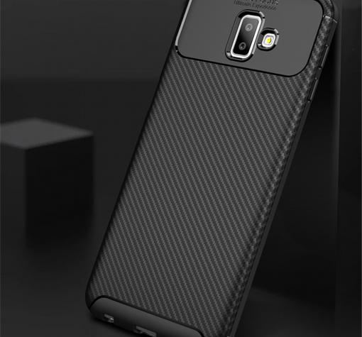 Луксозен силиконов калъф / гръб / TPU Auto Focus за Samsung Galaxy J6 Plus 2018 - черен / Carbon