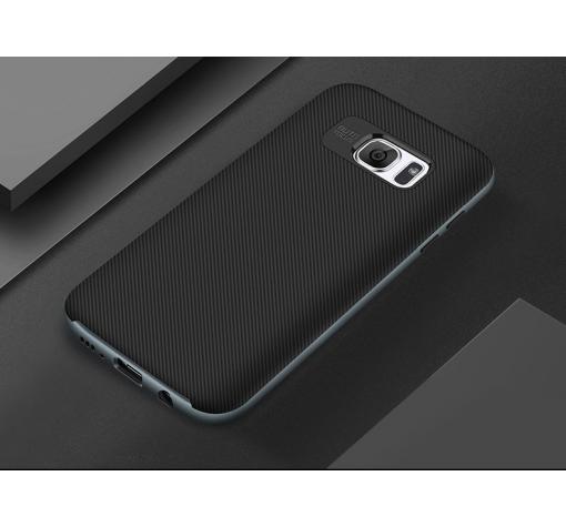 Силиконов калъф / гръб / TPU за Samsung Galaxy S7 Edge G935 - черен / черен кант / Carbon — снимка 2