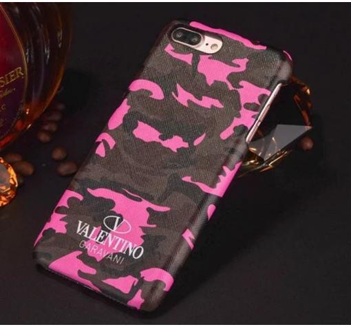Луксозен гръб Valentino за Apple iPhone 7 / iPhone 8 - розов / камуфлаж