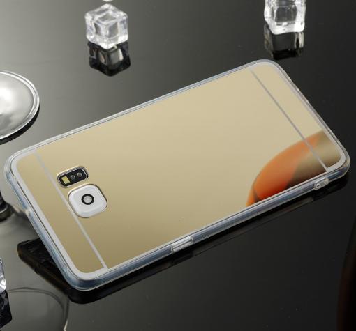 Луксозен силиконов калъф / гръб / TPU за Samsung Galaxy S7 Edge G935 - златист / огледален — снимка 2