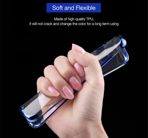 Луксозен силиконов калъф / гръб / TPU OUcase The Beauty Series за Samsung Galaxy Note 9 - прозрачен / син кант — снимка 3