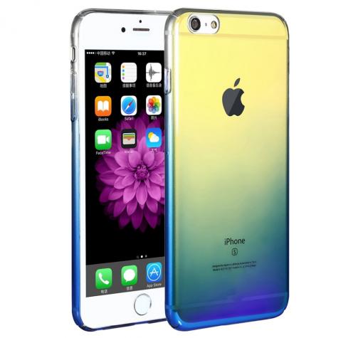 Луксозен гръб Glaze Case за Apple iPhone 6 / iPhone 6S - преливащ / златисто и синьо