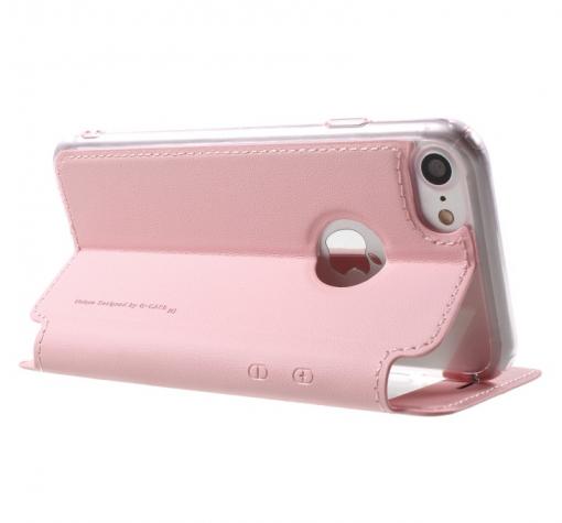 Оригинален кожен калъф Flip тефтер G-Case Sense Series със стойка за Apple iPhone 7 - розов — снимка 2
