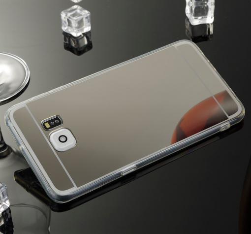 Луксозен силиконов калъф / гръб / TPU за Samsung Galaxy S7 Edge G935 - сребрист / огледален — снимка 2