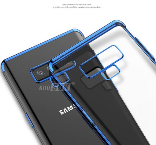 Луксозен силиконов калъф / гръб / TPU OUcase The Beauty Series за Samsung Galaxy Note 9 - прозрачен / син кант — снимка 2