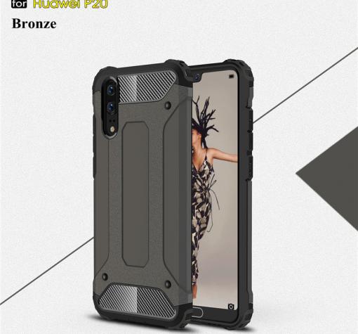 Силиконов гръб TPU Spigen Hybrid с твърда част за Huawei P20 - сив