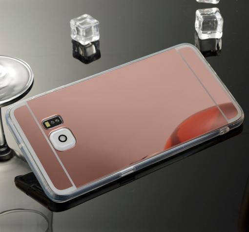 Луксозен силиконов калъф / гръб / TPU за Samsung Galaxy S7 Edge G935 - Rose Gold / огледален — снимка 2