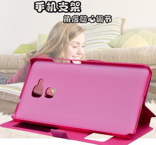 Кожен калъф Flip тефтер S-view със стойка за Huawei Honor 5C / Honor 7 Lite - цикламен — снимка 2