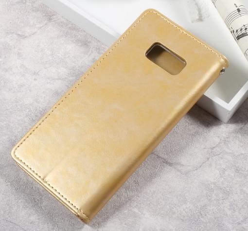 Луксозен кожен калъф със стойка MERCURY GOOSPERY за Samsung Galaxy S8 Plus G955 - златист / Blue Moon Flip — снимка 3