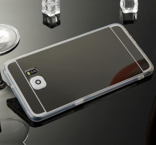 Луксозен силиконов калъф / гръб / TPU за Samsung Galaxy S7 Edge G935 - тъмно сив / огледален — снимка 2