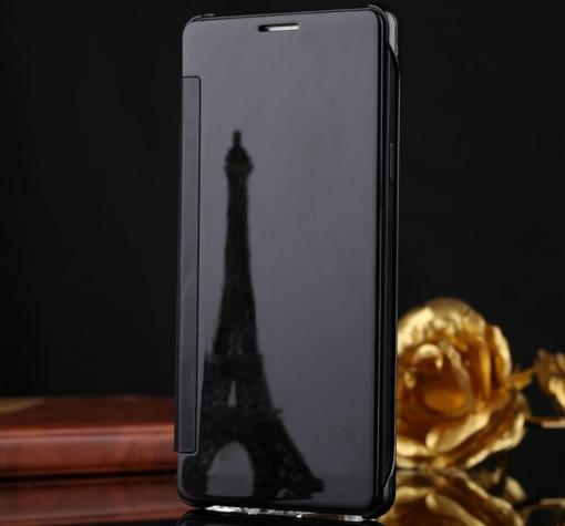 Луксозен калъф Clear View Cover с твърд гръб за Samsung Galaxy J7 2017 J730 - черен